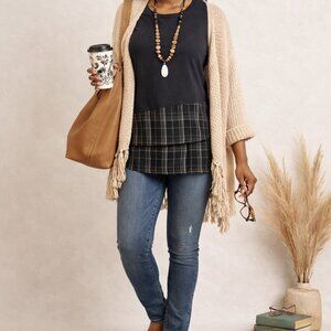 Doe & Rae NWT Black Tunic T Shirt Women’s Short Sleeve Boho Casual Top